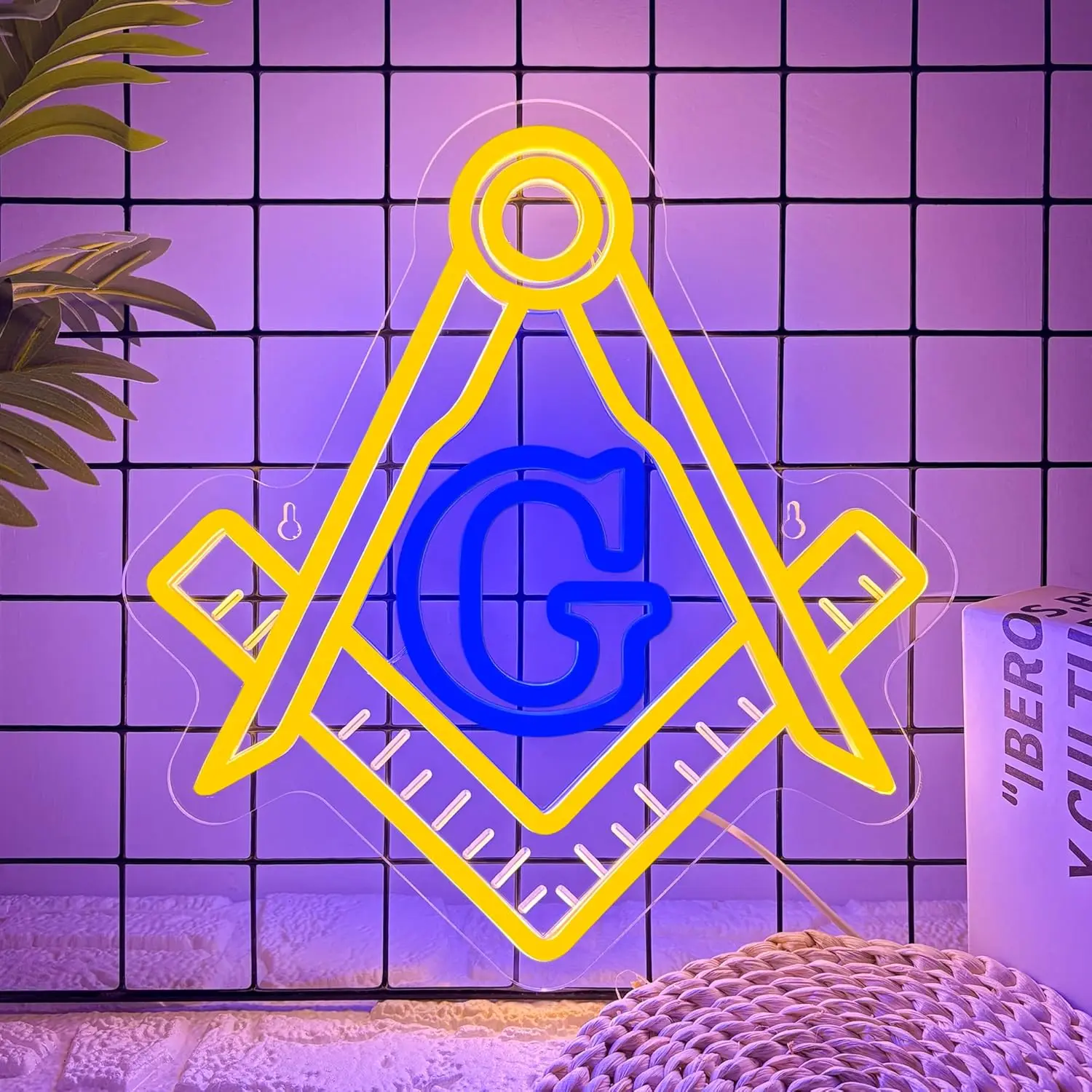 Masonic Neon Sign LED Neon Light Symbolic Decor for Brotherhood Historical Wall Game Room Study Man Cave Wall Decor Gifts