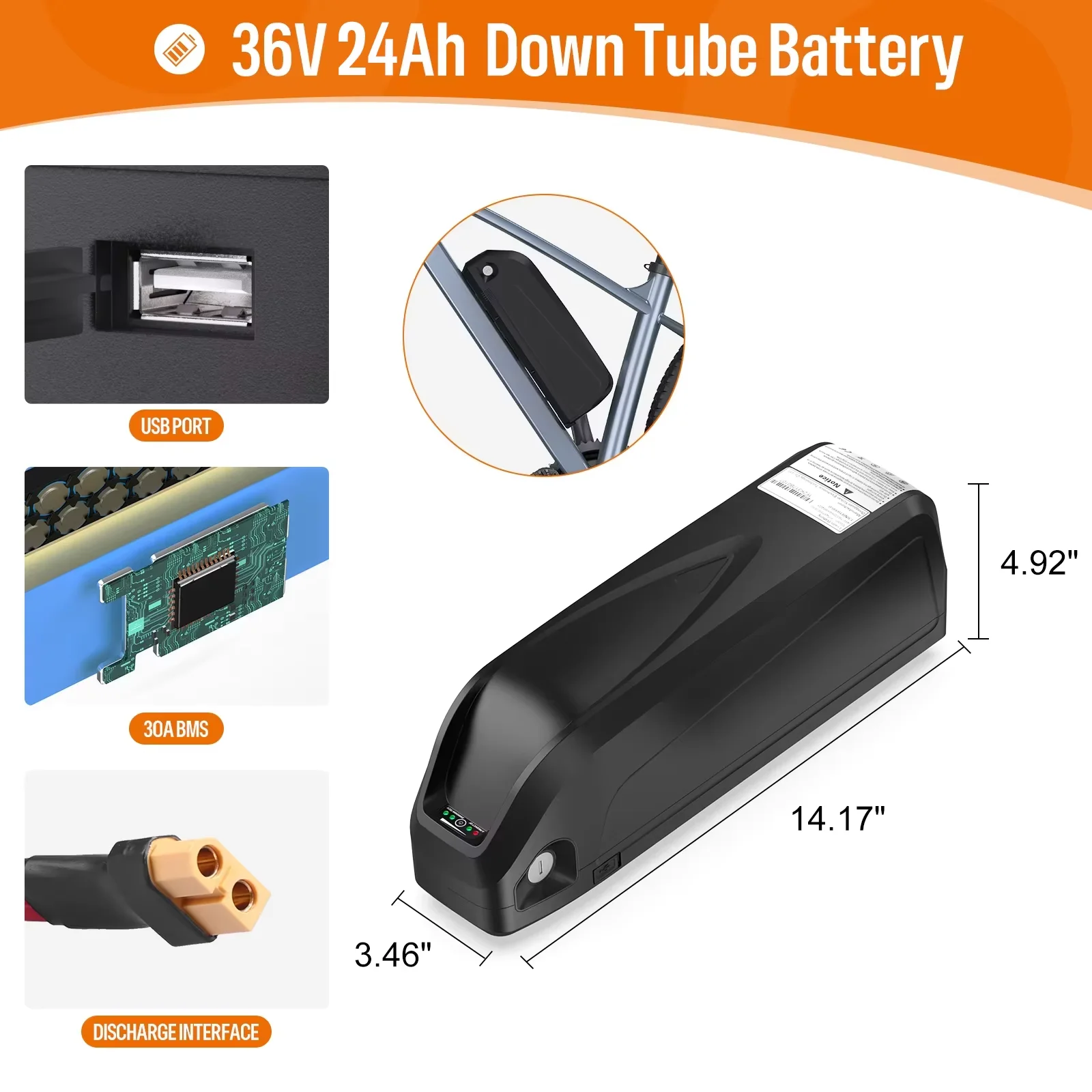 Originele Eboat Batterij 48V 52V 36V Hailong 30a Bms Elektrische Cyclus Downtube Lithiumbatterij Voor 1000W 500W W W 250 Motor
