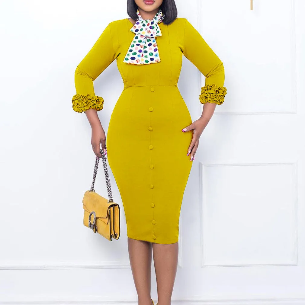 

Women's clothing summer new solid color split ends professional hip wrap pencil skirt silk scarf cross-border dress temperament