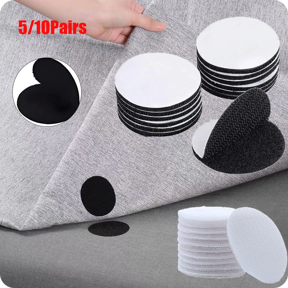 

5/10Pairs Strong Self Adhesive Fastener Dots Nylon Sticker Adhesive Tape For Bed Sheet Sofa Mat Carpet Anti Slip Mat 60mm