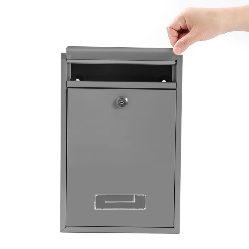 Wall Mount Metal Mail Box with Key Lock Secure Letter Drop Box Multi Purpose Suggestion Document Storage Case