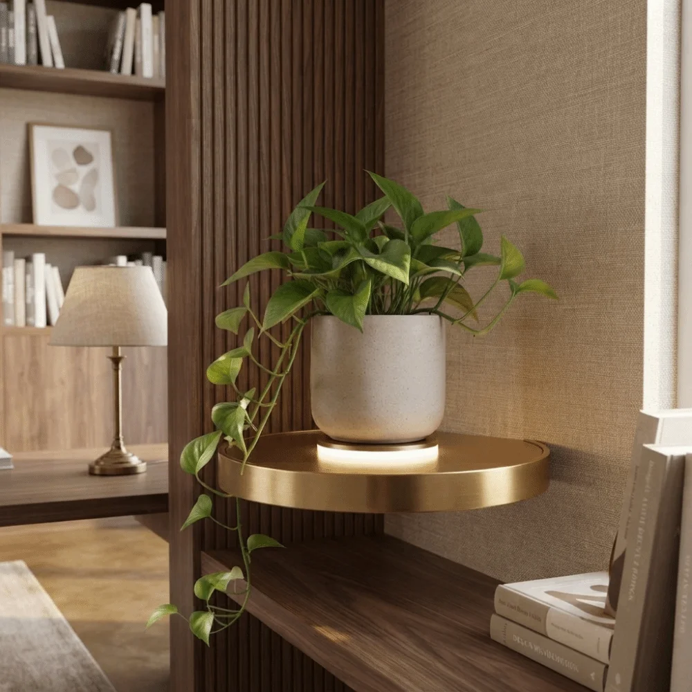 Built-in LED Lights Floating Wall Shelf Invisible Bracket Wall Mounted LED Light Shelf Hidden Mount Nordic Style Storage Shelf