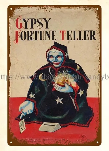 wall art decor JAPANESE BATTERY OPERATED GYPSY FORTUNE TELLER TOY tin sign