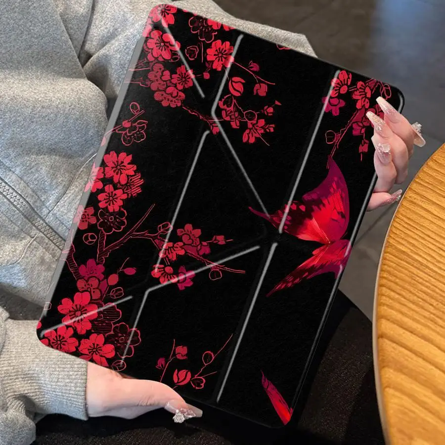 Tablet Case For iPad Pro 2025 Mini 6 7 Air 4 5 M3 M2 M4 11inch Pro 11th 10th 9th 8th 7th 12.9inch Holder Cover Red Rose