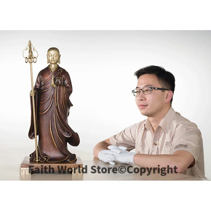 2025 LARGE-- home LIVING ROOM TOP COOL Decor -Buddhism RETRO Ksitigarbha CHAN DAO ART Hand engraving bronze statue sculpture