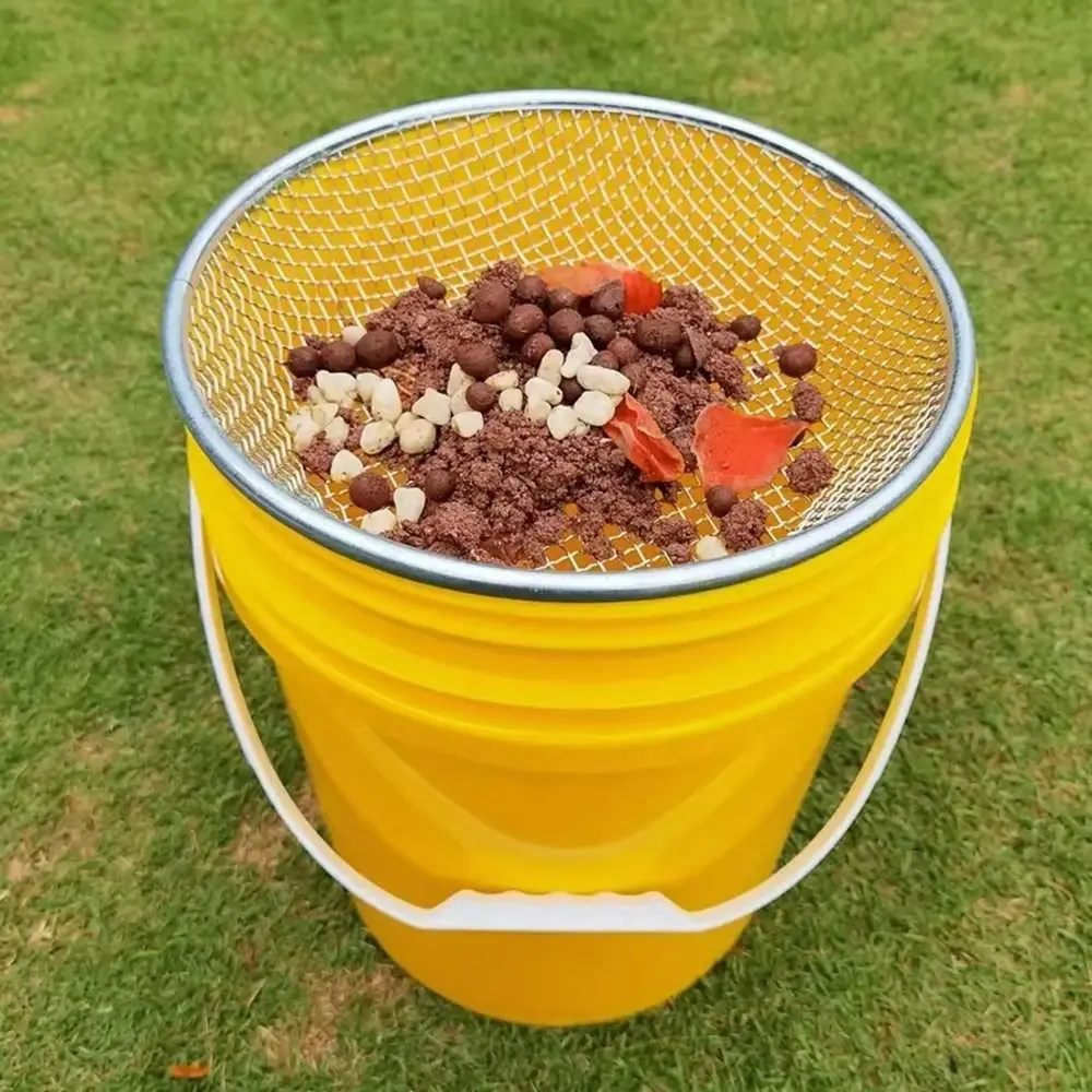 13.78-inch Soil Sifter Round Stainless Steel Sand Sieve with Edging Dual Mesh Iron Sieve