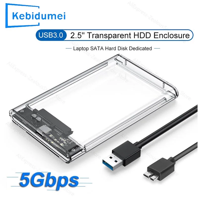 

USB Type C Transparent 2.5 Inch External Storage Case SATA to USB 5Gbps HDD SSD Case Hard Drive Enclosure Support For PC Laptops