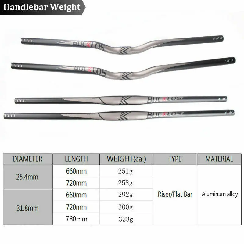 BUCKLOS MTB Handlebar Aluminum Alloy 31.8mm 25.4mm Bicycle Handlebar 660/720/780mm Swallow Bar Riser Bar Bike Accessories