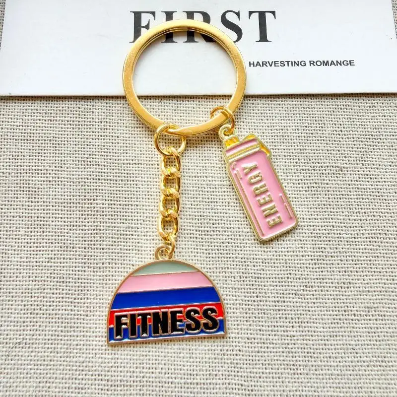 Fitness Keychain 1Pcs Premium Alloy Dumbbell Boxing Glove Shape Wear-resistant Bag Pendant Gift for Gym Workout Fans