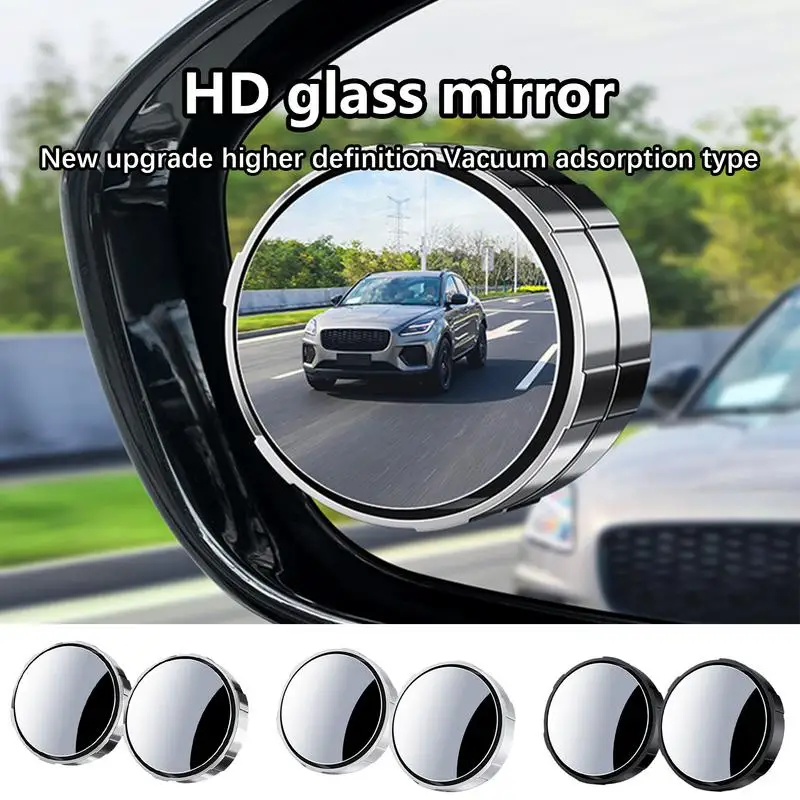 

2pcs Round Rear View Mirror Automotive 360 Degree Adjustable Small Blind Spot Mirror Vehicle Large Field View Mirror Wide Vision