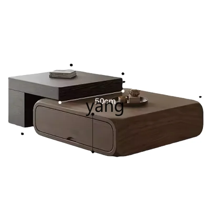 

Yjq Walnut-Color Tea Table Living Room Simple Antique Style Solid Wood TV Cabinet Combination