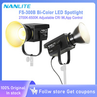 Nanlite FS-300B Bi-Color LED Spotlight 2700K-6500K Adjustable CRI 96,App Control,Led Video Light Bowens Mount for Photography
