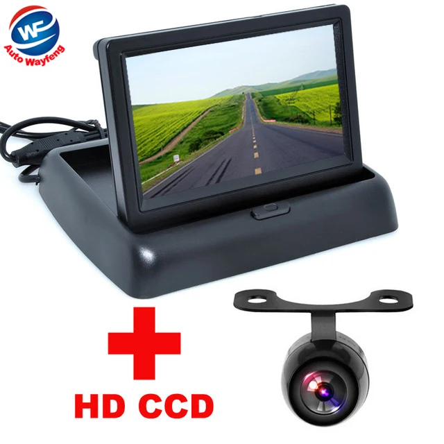 

4.3" Color LCD Video Foldable Car Monitor+Universal Car CCD Rear View Camera Night backup Camera 2 in 1 Auto Parking