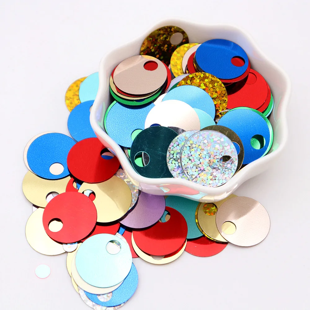 20g 20mm Flache Runde Pailletten mit Großem Loch Lose Pailletten für Basteln Kunst Schmuckherstellung Nähen Stickerei Partydekoration – Detail 5