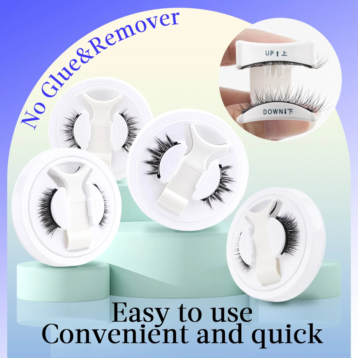 YSDO 1Pair Magnetic Eyelashes Glue-free Natural magnet 3D Mink Eyelashes Applicater in Integrated Storage Box Makeup Beauty Set