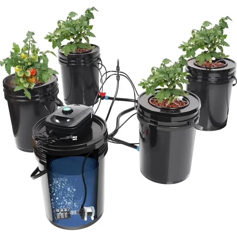 

Recirculating Deep Water Culture Hydroponic Bucket System, 5 Gallon Hydroponics Growing System Drip Hydroponics Systems