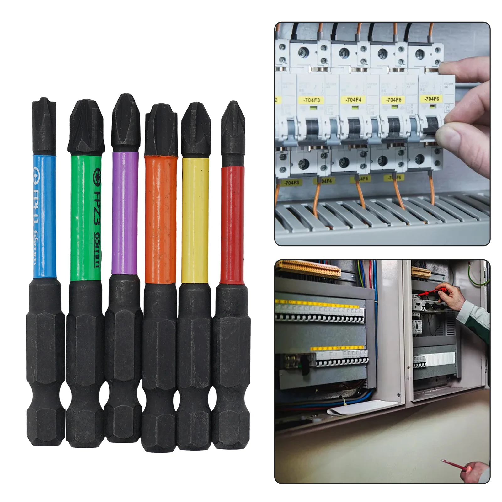 6 X 65mm Alloy Steel Magnetic Special Slotted Cross Screwdriver Bits FPH1 FPH2 FPH3 FPZ1 FPZ2 FPZ3 For Electrician Socket Switch