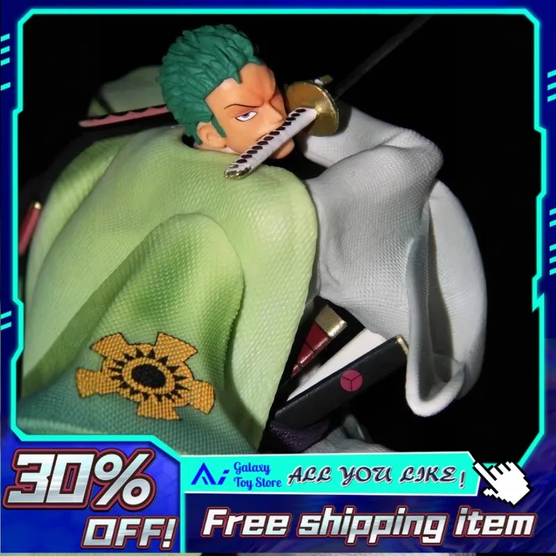 

30cm in Stock One Piece Roronoa Zoro Wano Country Statue - Sanzanryu Three Sword Style Kimono Gift for Fans Anime Action Figure