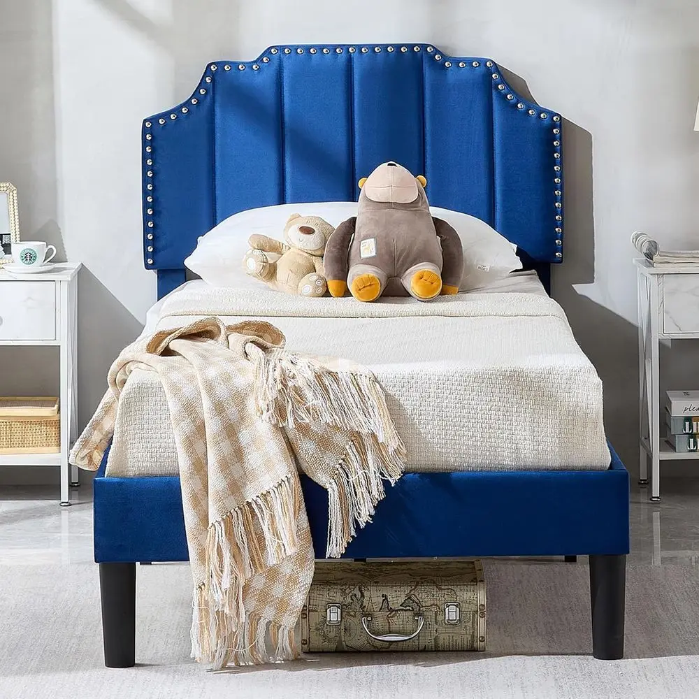 

Каркас кровати на платформе с двойной обивкой, для детей и подростков, регулируемое изголовье с тафтингом, основание матраса, опора из деревянных планок, легкая задница