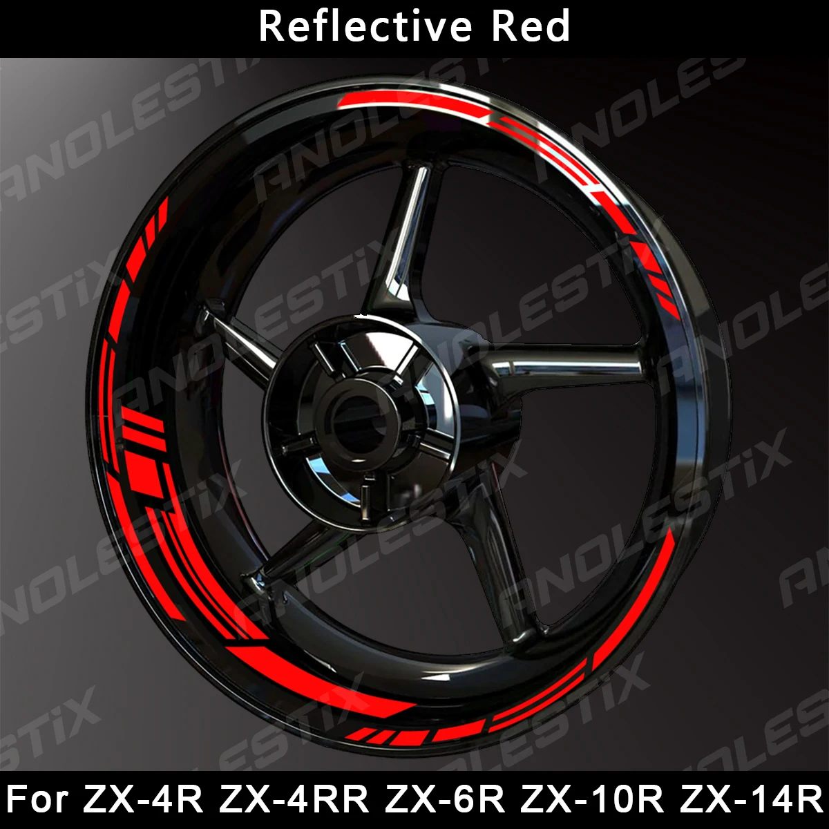 AnoleStix Reflective Motorcycle Wheel Sticker Hub Decal Rim Stripe Tape For Kawasaki Ninja ZX4R ZX4RR ZX6R ZX10R ZX14R