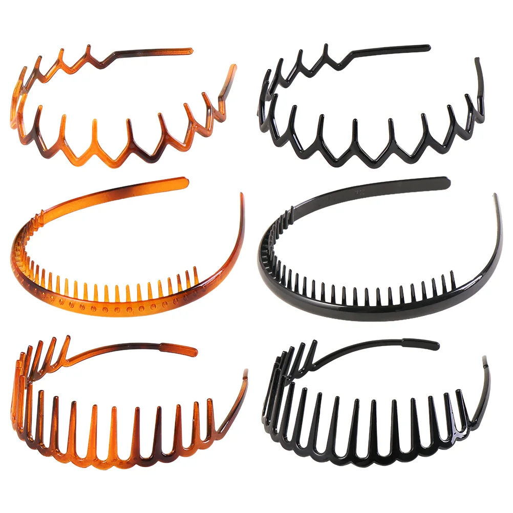 

6 PCS Headband Hair Clasps Invisible Hoops Practical Unisex Simple Lightweight Wavy Headdress Resin Plastic Anti-slip