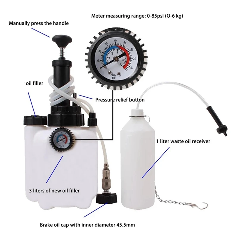 Car Brake Fluid Changer 3L Gearbox Oil Change System Brake Oil Can Change Machine Transmission Oil Change Pump System