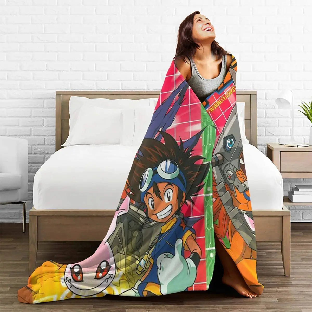 Guilmon In The Box Digimon Blankets Soft Warm Flannel Throw Blanket Cover for Bed Living room Picnic Travel Home Sofa