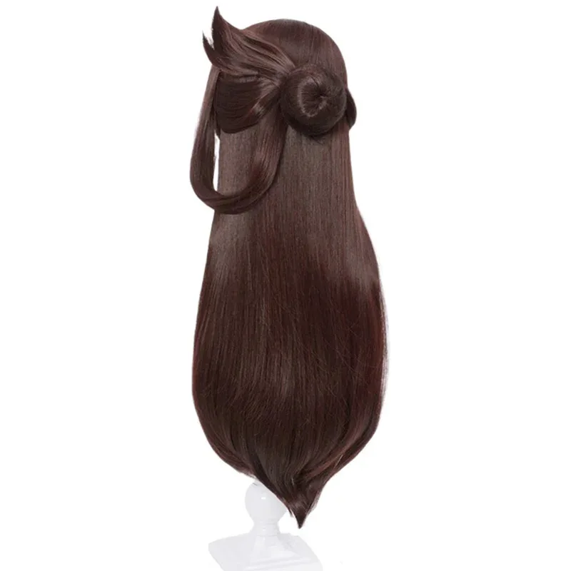 

zizi 2025 L-email wig Synthetic Hair Genshin Impact Cosplay Wigs Beidou Long Brown Straight With Bun Heat Resistant Women
