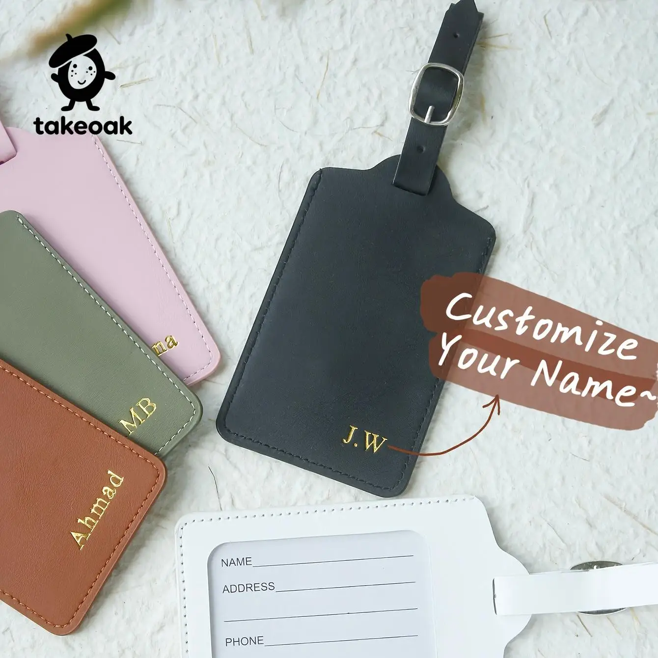 

Custom Hot Stamping Name Leather Luggage Tag Personalized Baggage Tag for Suitcase Wedding Bridesmaid Gift