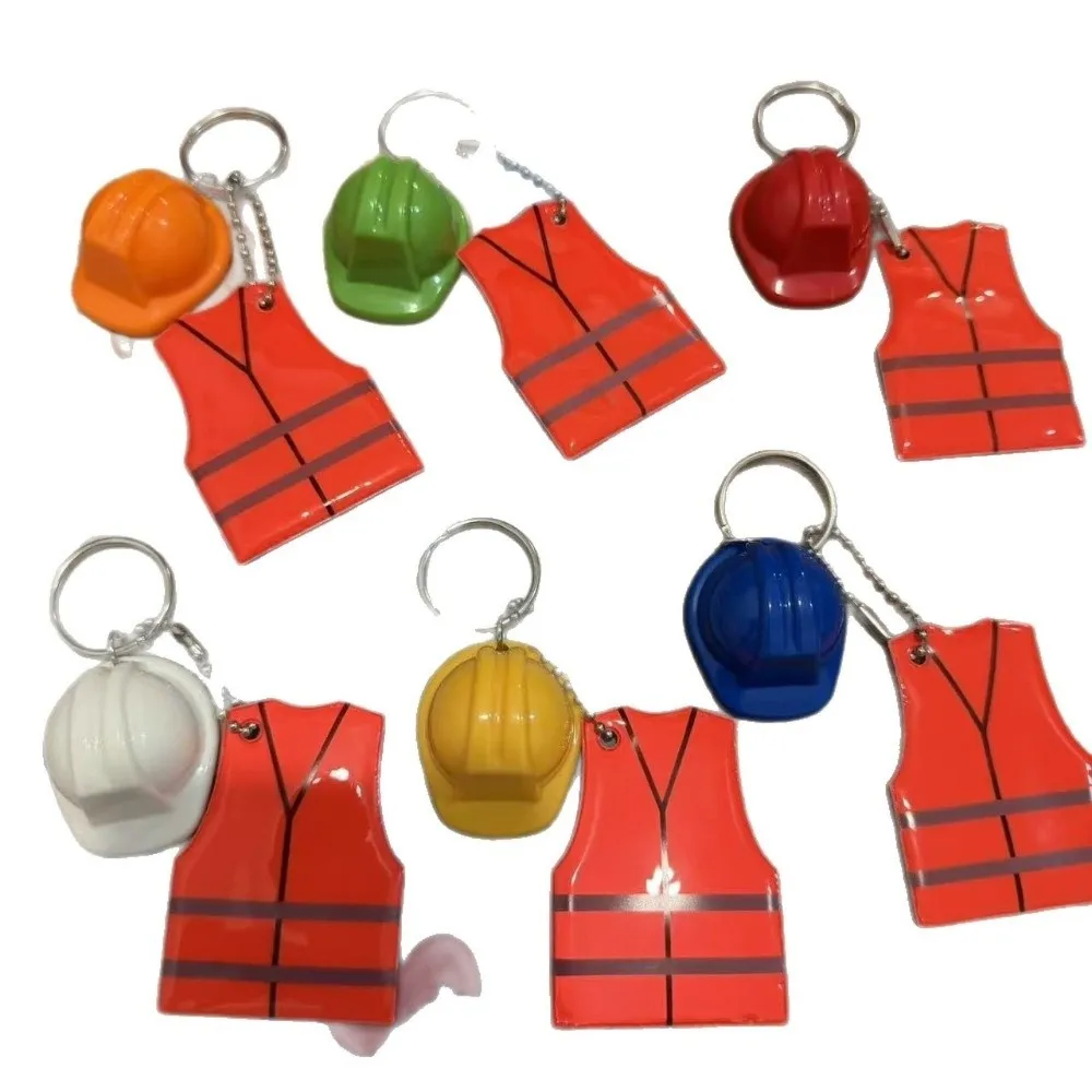 Reflective Design Reflective Keychain Creative Vest Shape Safety Helmet Shape Helmet Shaped Keychain Night Travel Decor
