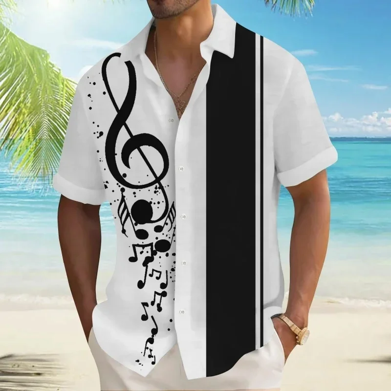 Hawaii Beautiful Note Printed Shirt For Men Color Gradient 3D Printed Beach Shirt Casual Loose Short Sleeve Shirt