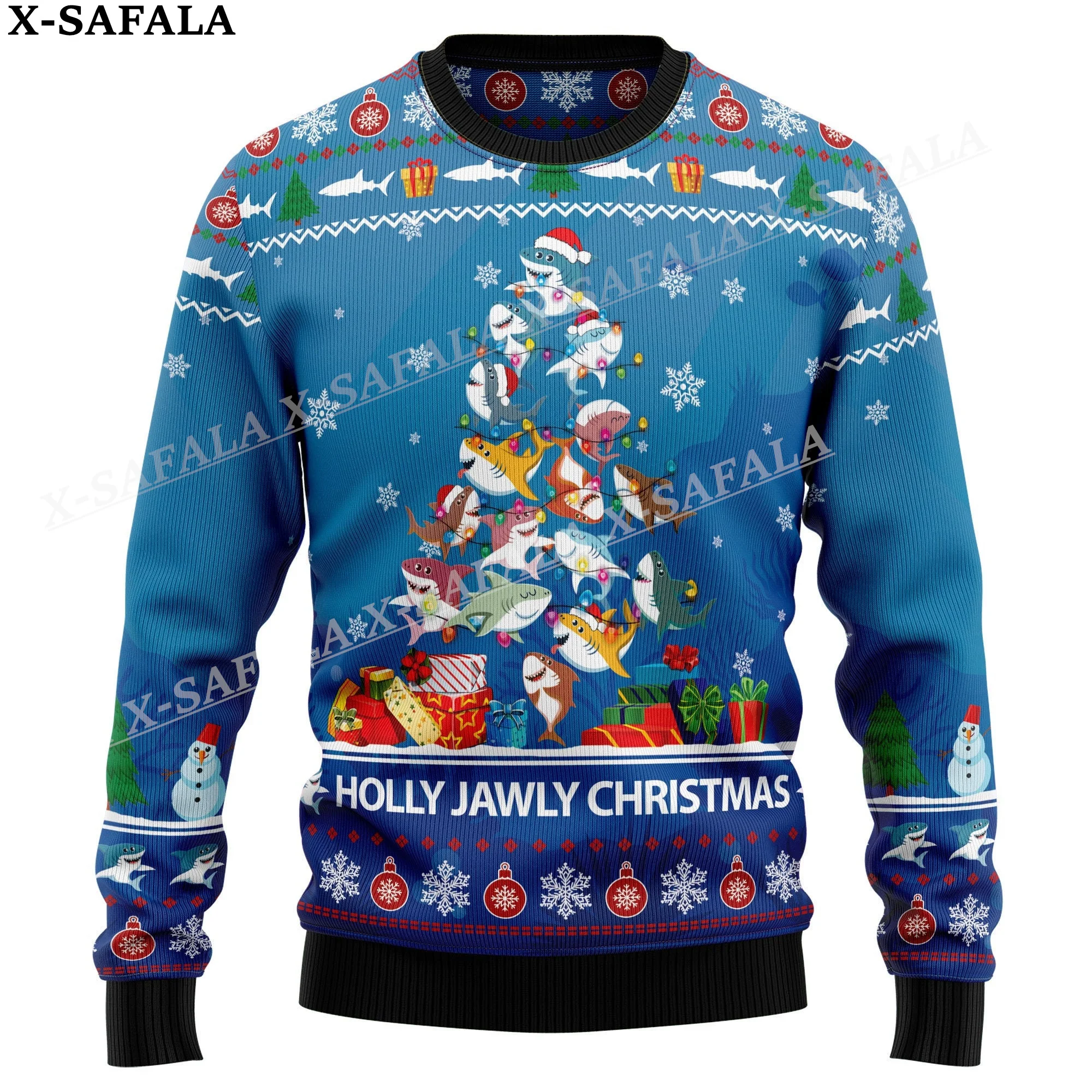 Funny Christmas Tree Jingle Balls Ugly Christmas Knit Sweaters Christmas Gift Jumpers Tops Couple Party Unisex Casual-1