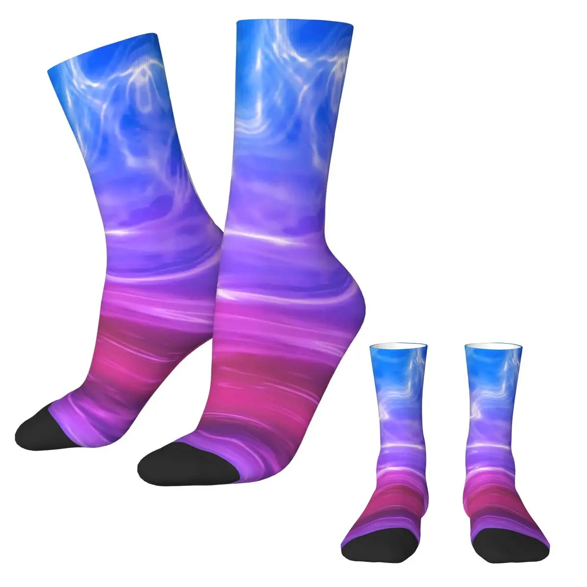 Blue Pink Purple Liquid Stockings Women Men Abstract Art Socks Quality Socks Autumn Running Anti Bacterial Graphic Socks Gift