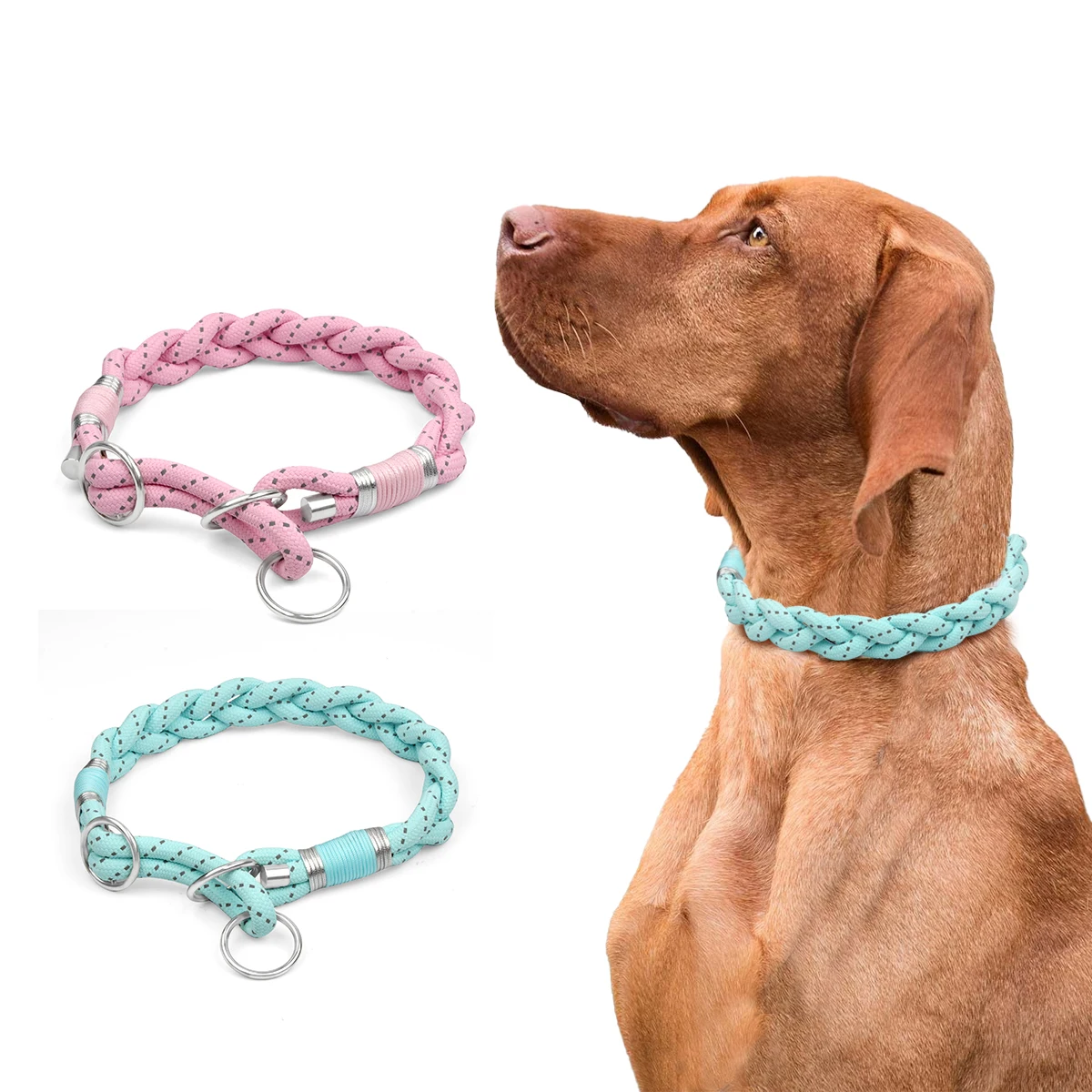 

Twisted Dog Collar Durable Nylon Rope Specially Designed For Training Dogs Adjustable Reflective Sturdy Easy Control Pet Collar