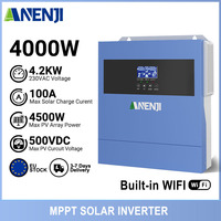 ANENJI 4000W 24V Hybrid Solar Inverter MPPT Pure Sine Inverter 230VAC 100A Solar Inverter Works without batteries