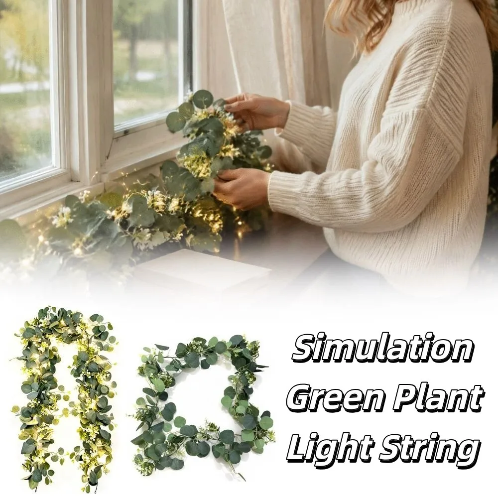 With Lights Eucalyptus Garland Green Artificial Leaves Artificial Garland Berries White Flowers Fake Plant Vine Front Door