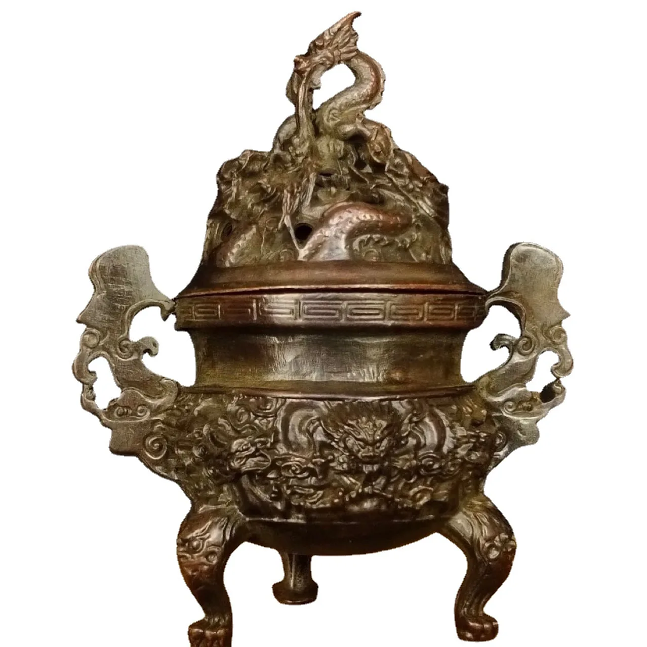 

Playing with Bronze Ware, Collecting Traditional Chinese Nine Dragon Ding, Nine Dragon Dan Stove, Incense Tower