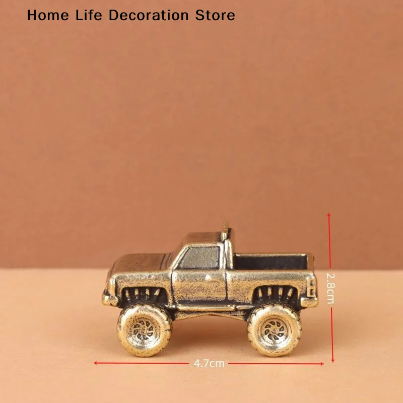 【H】Solid Brass Mini Pickup Truck Ornament Retro Finish Hand Polished For Home Decor Collection Gifts