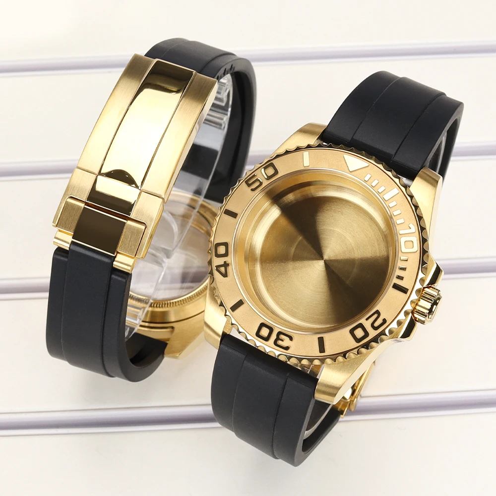 40mm 20ATM Uhrengehäuse NH 35 Gummiarmband Saphirglas für NH35 NH36 NH34 4R 7S26 Miyota 8215 ETA 2824 Gold Silber Gehäuse NH35 Yacht – Detail 13