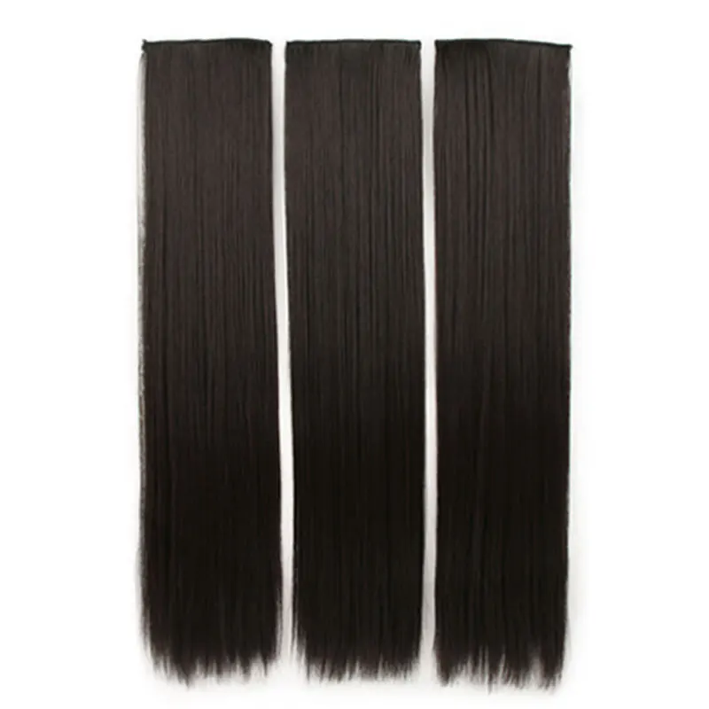   여성용 3피스 인비저블 클립인 가발 연장, 인조 모발 합성 롱 스트레이트 여성용 인비저블 패치