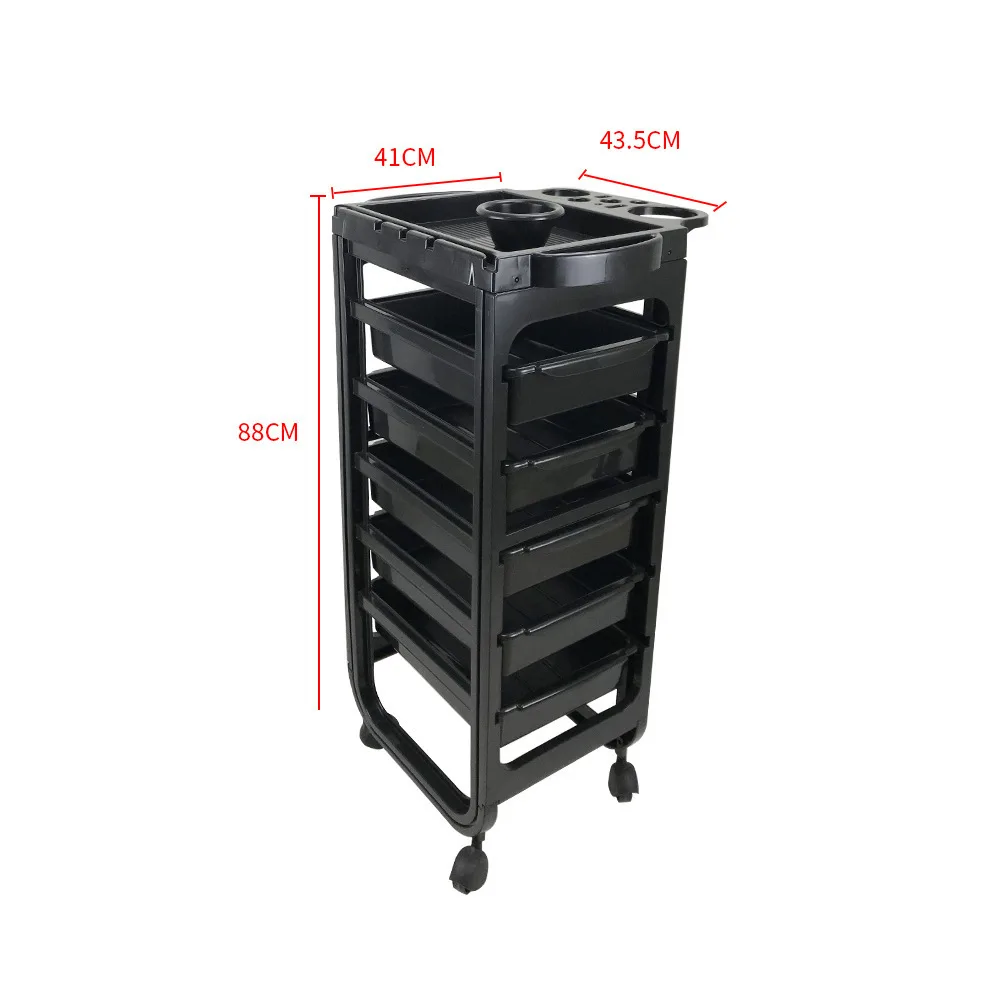 Hxl barber shop trolley hair salon tool cart perm & dye 5-tier storage rack mobile