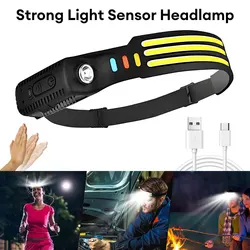 COB Motion Sensor Headlight Multi-modes USB Rechargeable Waterproof Headlamp Super Bright Headlight for Outdoor Camping Fishing