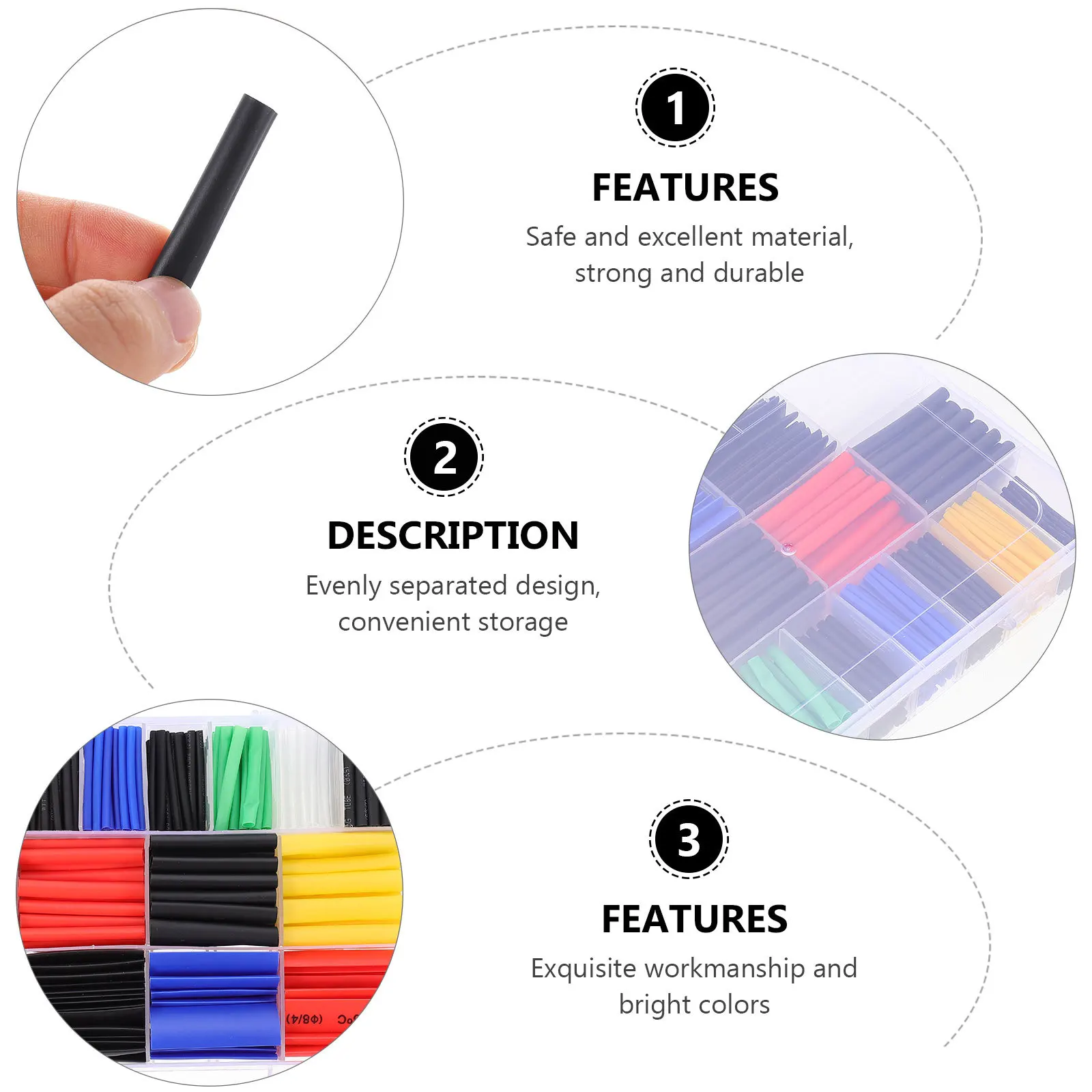 

1 Box Heat Shrink Tubing Kit Durable Electrical Cable Sleeve Wire Wrap Tube for Wiring Automotive Protection Heat Shrink Tubing