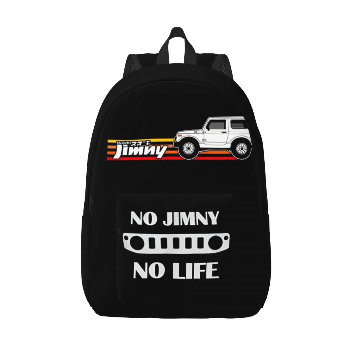 Jimny White Car Backpack for Men Women Teenage Student Work Daypack Laptop Computer Shoulder Bag with Pocket