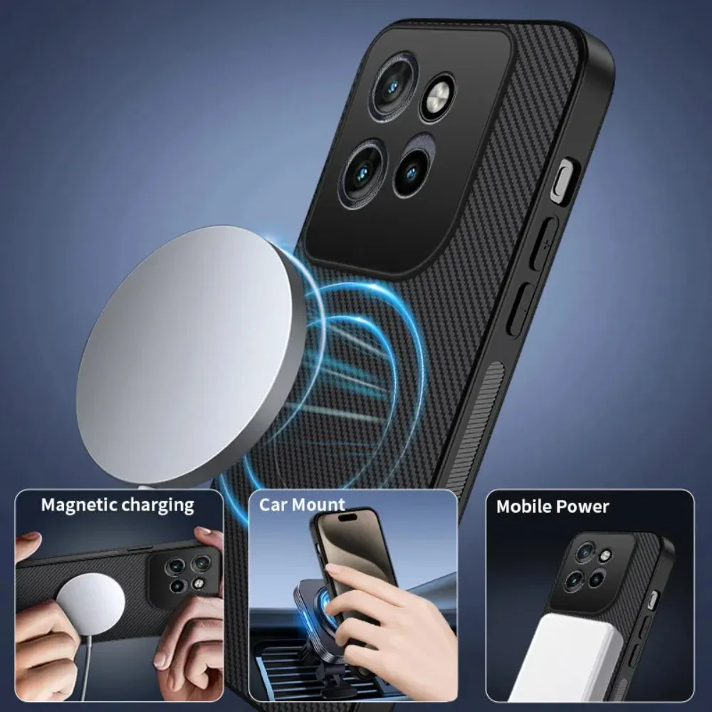 For Magsafe Magnetic Solid Color Carbon Fiber Bumper Case For Motorola Edge 70 50 60 Fusion Pro Ulltra Neo For Moto X70 Air Pro - view 2