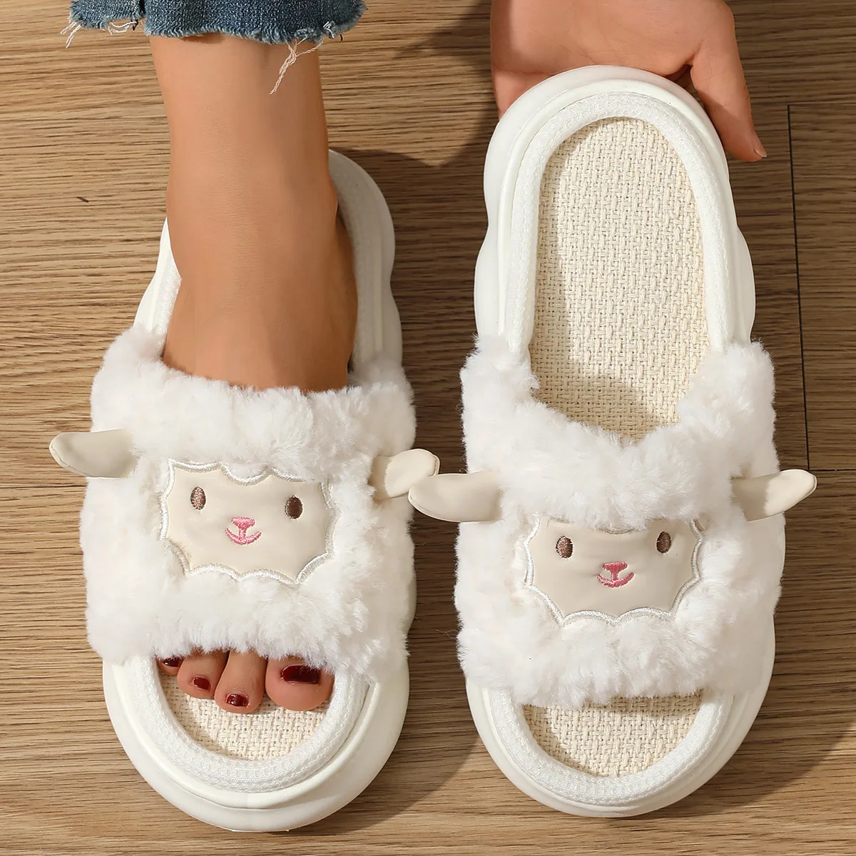 2024 New Arrival Cotton Linen Slippers Women Men Spring Summer Shoes Cute Cartoon Breathable Couples Indoor Home Floor Slides