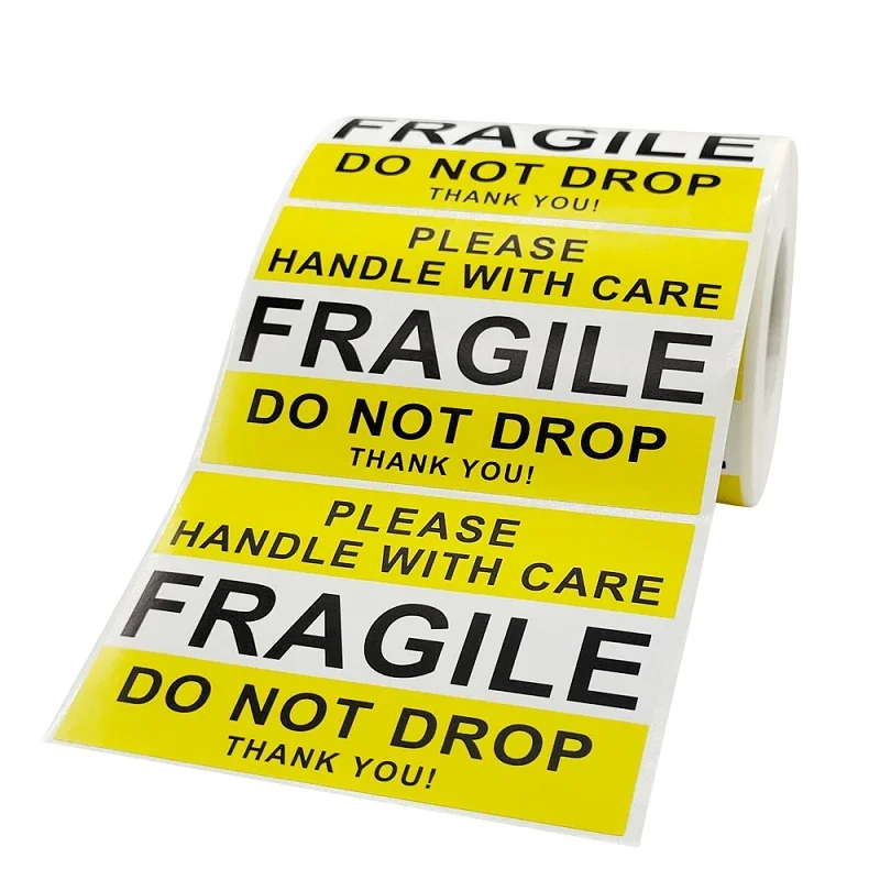 New 2.5x4 Inch/500pcs "Handle With Care Fragile DO NOT DROP Thank You" Warning Sticker Fragiles Caution Packaging Transportation