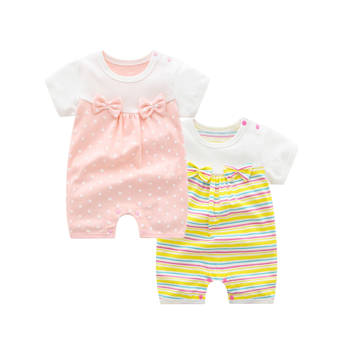 Ropa de algodón puro para niña, ropa bonita de manga corta, color rosa, para verano, 3-6-9 meses