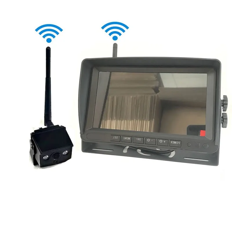 Wireless Forklift Camera System, 7/9 Inch HD IPS Monitor, Infrared Night‑Vision Waterproof Rear View Camera for Truck Vehicle