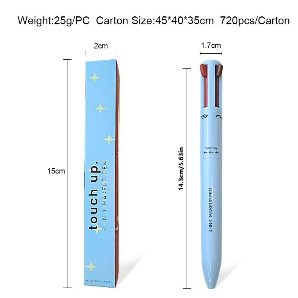 Strumento cosmetico di lunga durata Impermeabile Facile colore Penna per eyeliner da donna Pennarello per tatuaggi Penna per trucco 4 in1 Penna per labbra Matita per sopracciglia